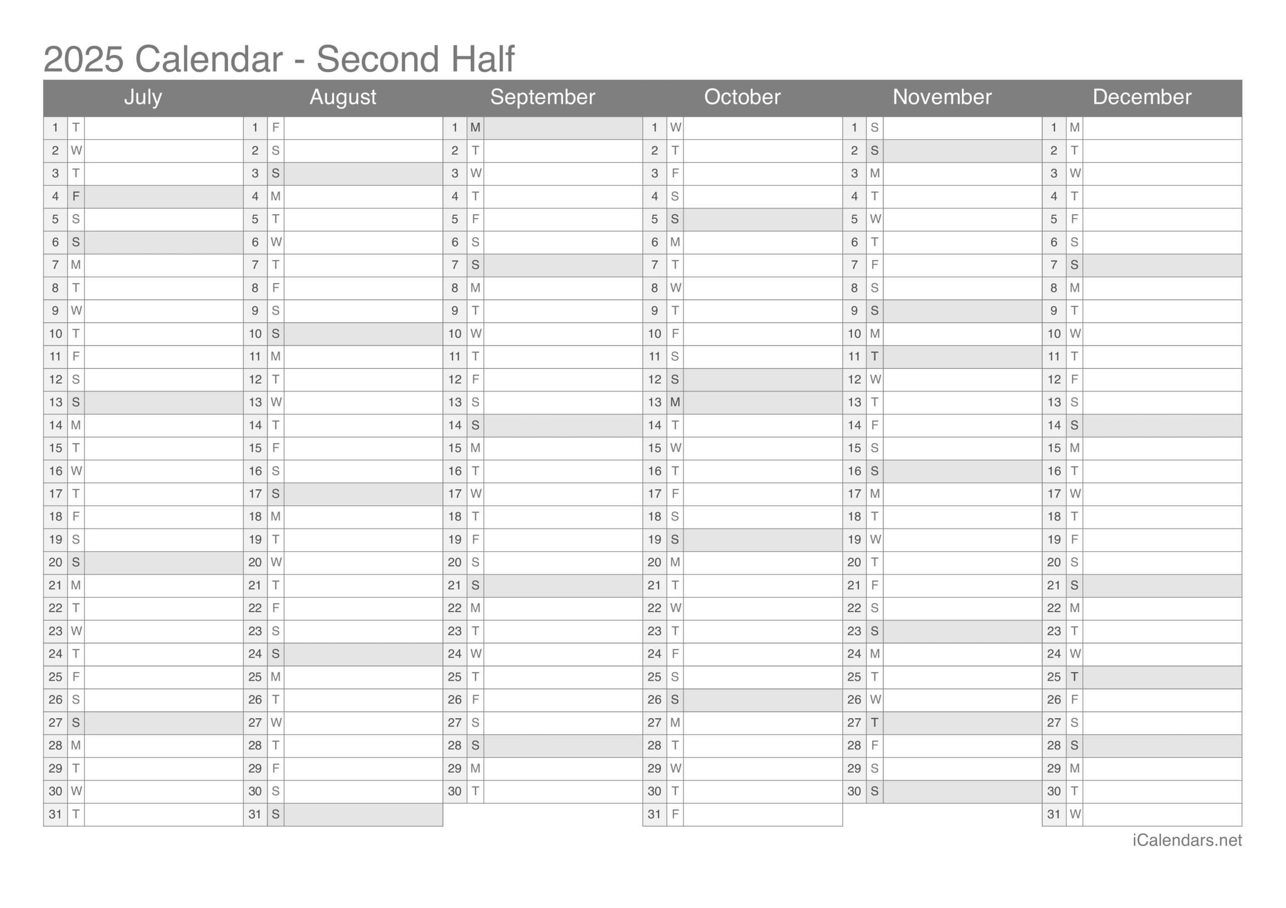 2025 Printable Calendar PDF Or Excel