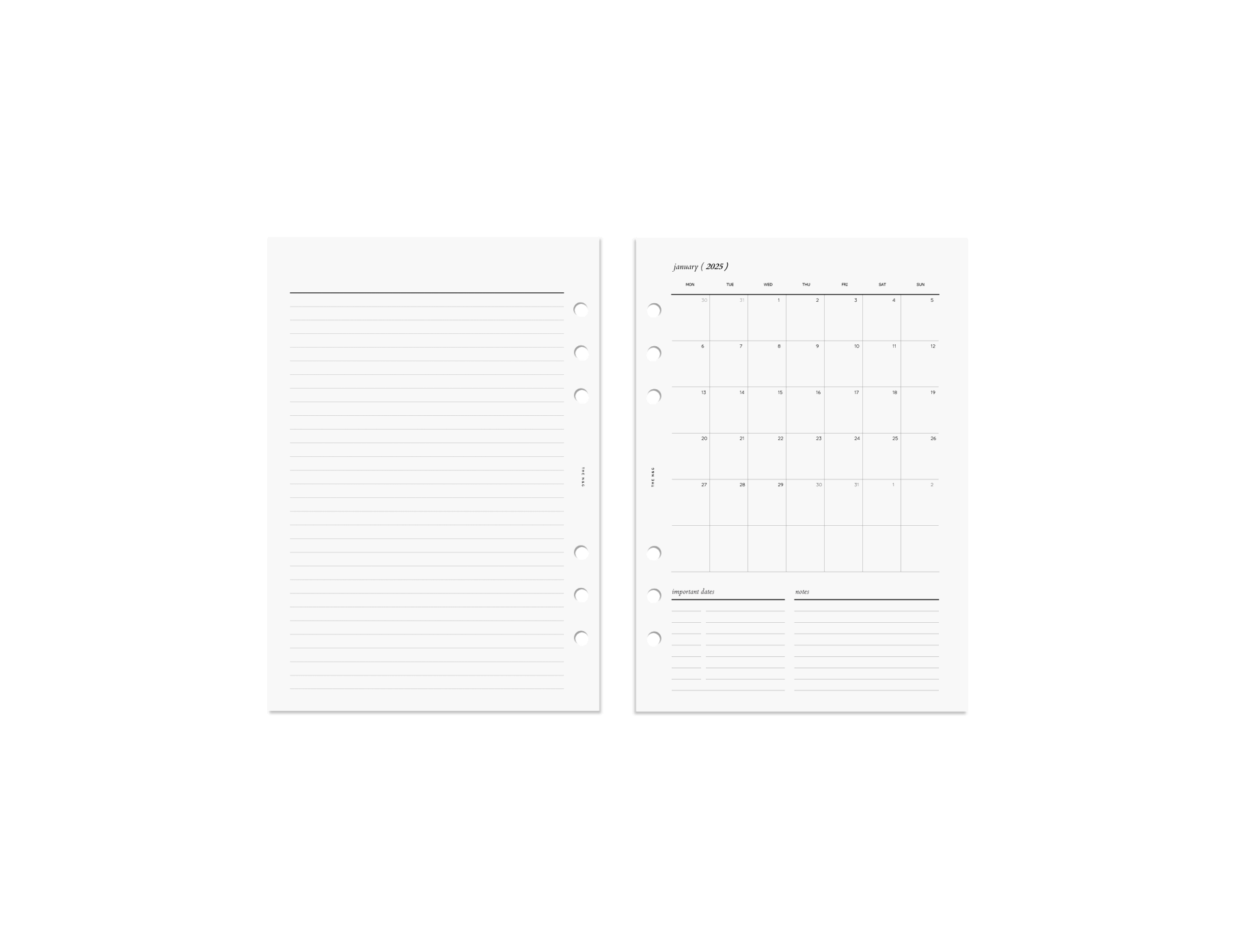 2025 Weekly Blank Calendar
