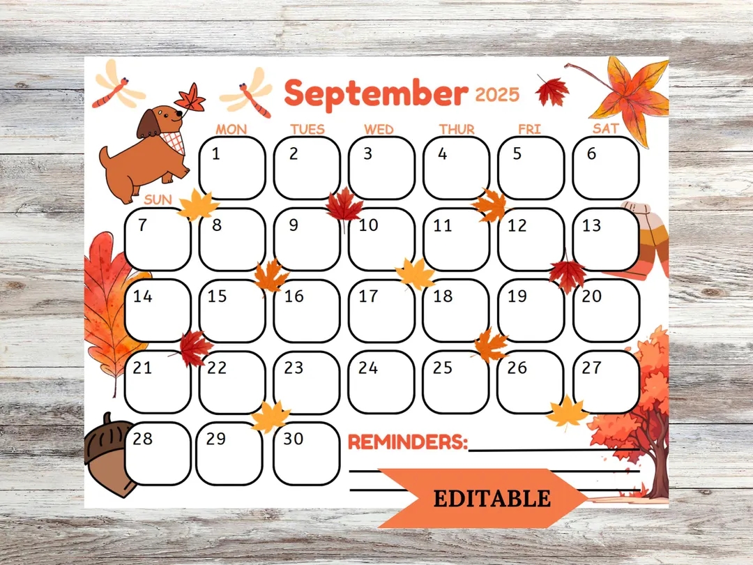 Blank Calendars Template Setember 2025