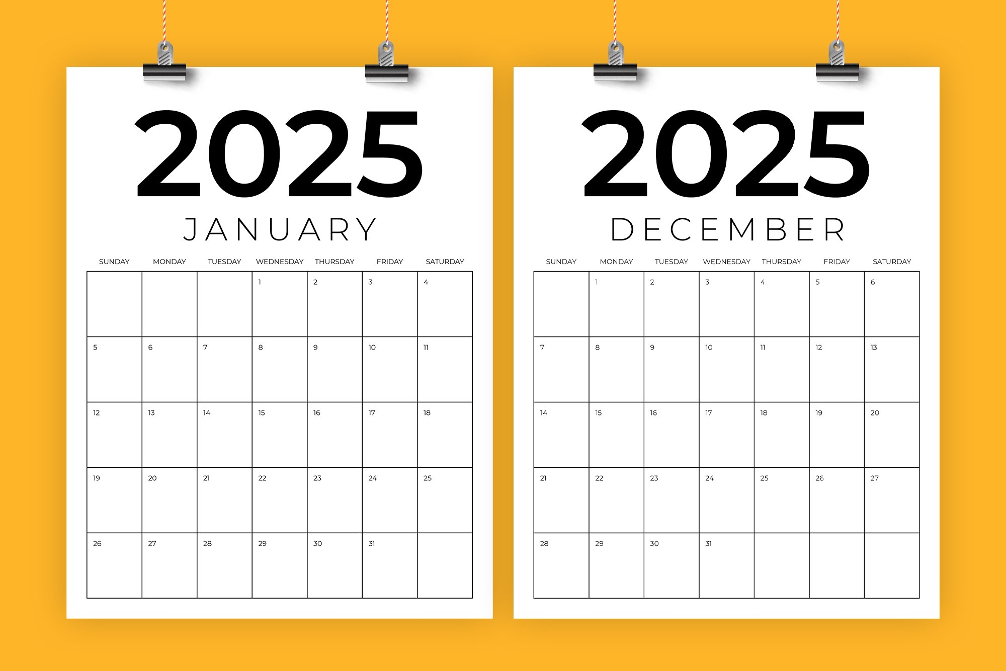 8.5 X 11 Blank 2025 Calendar