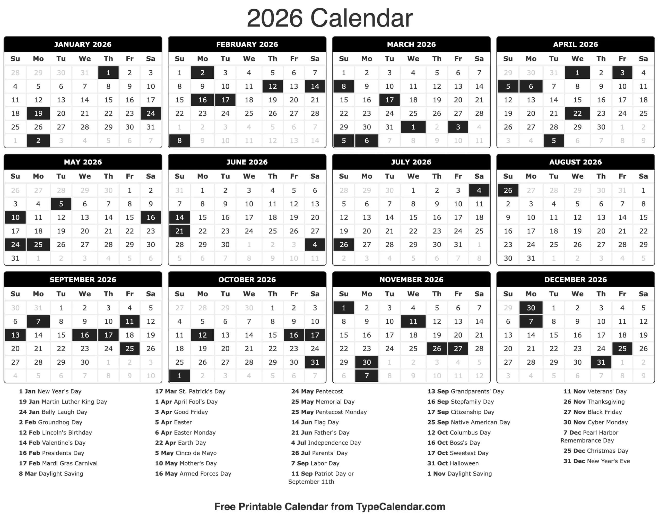 Blank Calendar For 2025 And 2026