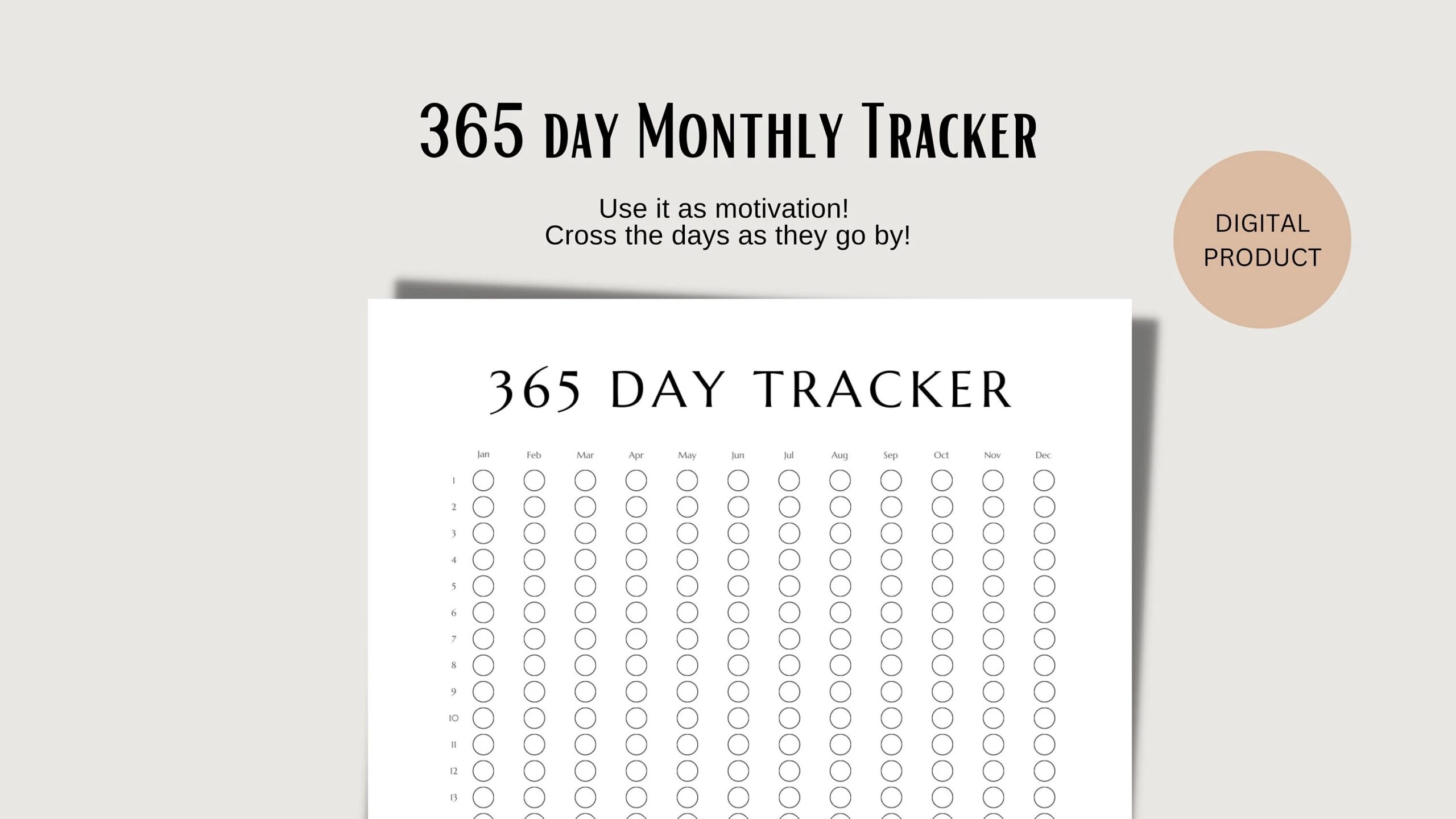 365 Day Tracker Poster Month A4 PDF Etsy