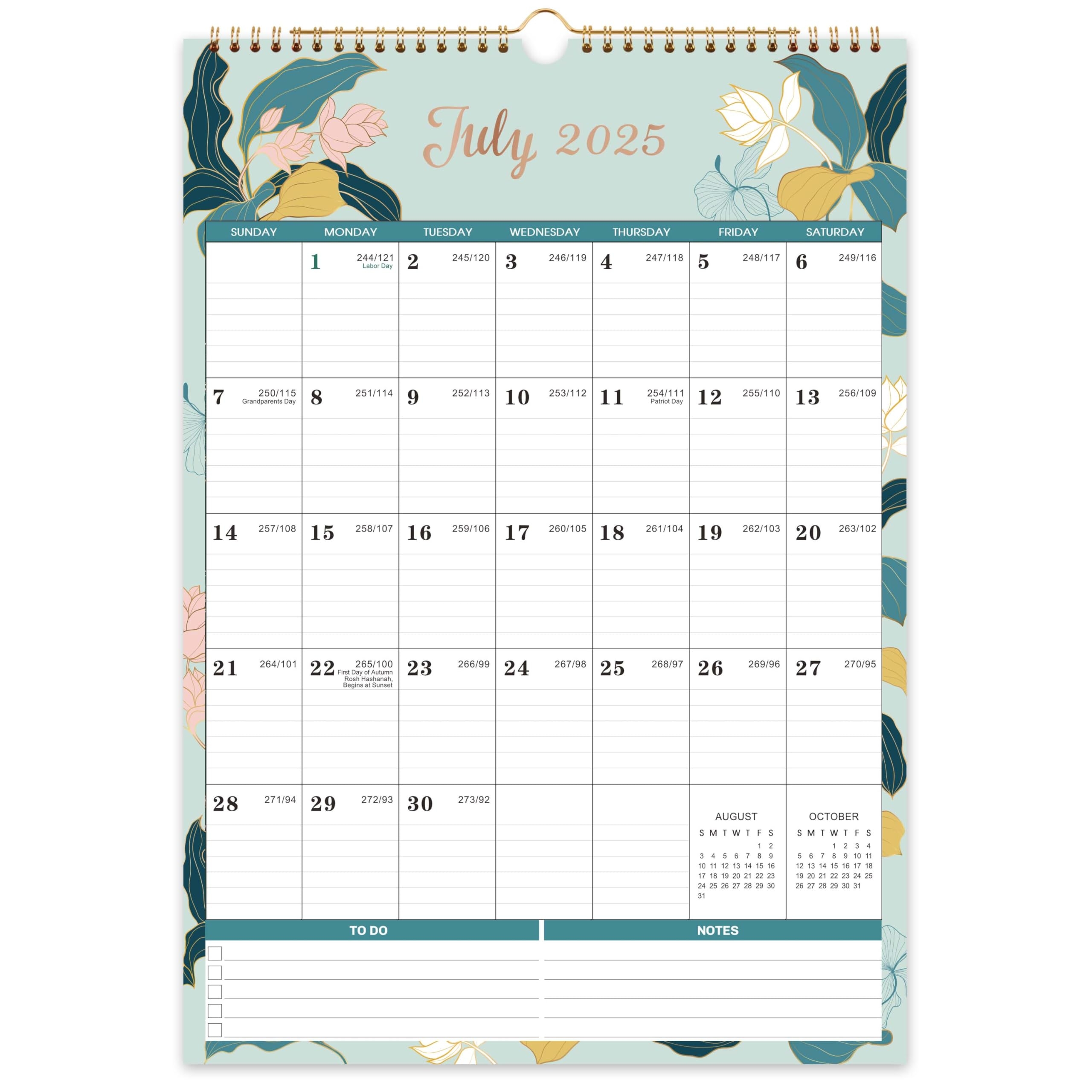 Amazon 2025 2026 Calendar Calendar 2025 2026 Wall July 2025 December 2026 17 X 12 18 Months With Julian Dates Engraved Floral Office Products