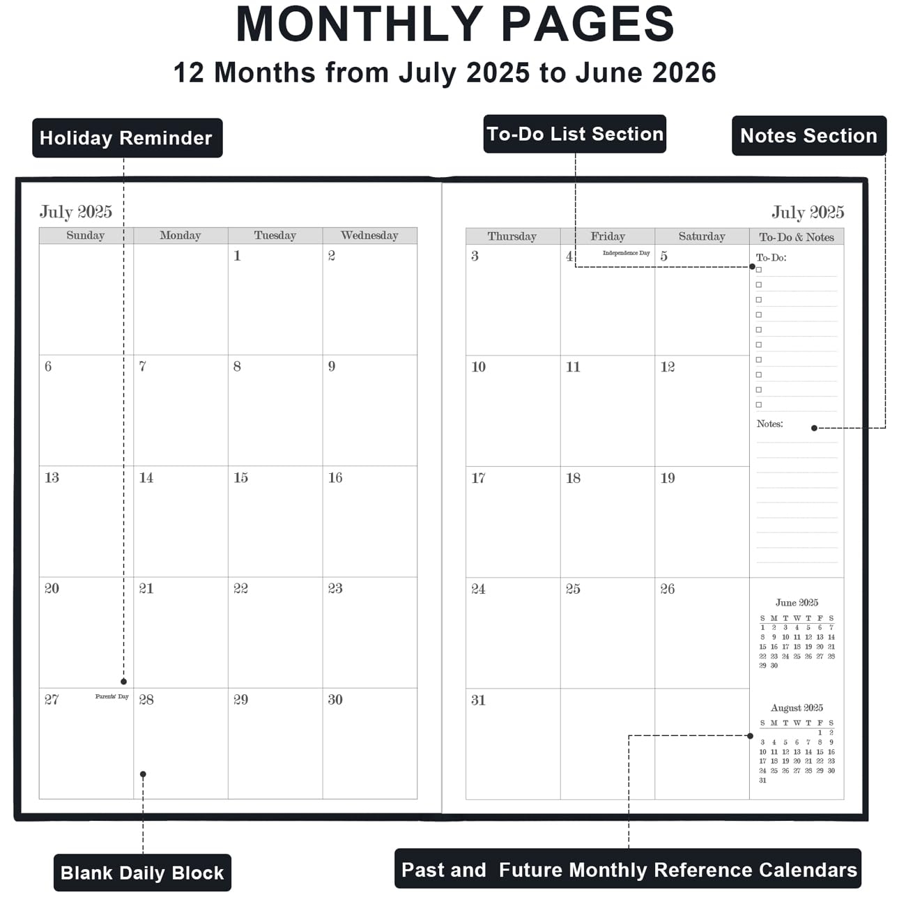 Amazon 2025 2026 Daily Monthly Planner 2025 2026 Academic Year Planner One Page Per Day From July 2025 To June 2026 Hourly Appointment Book Perfect Organizer Daily Life Fabric Cover 