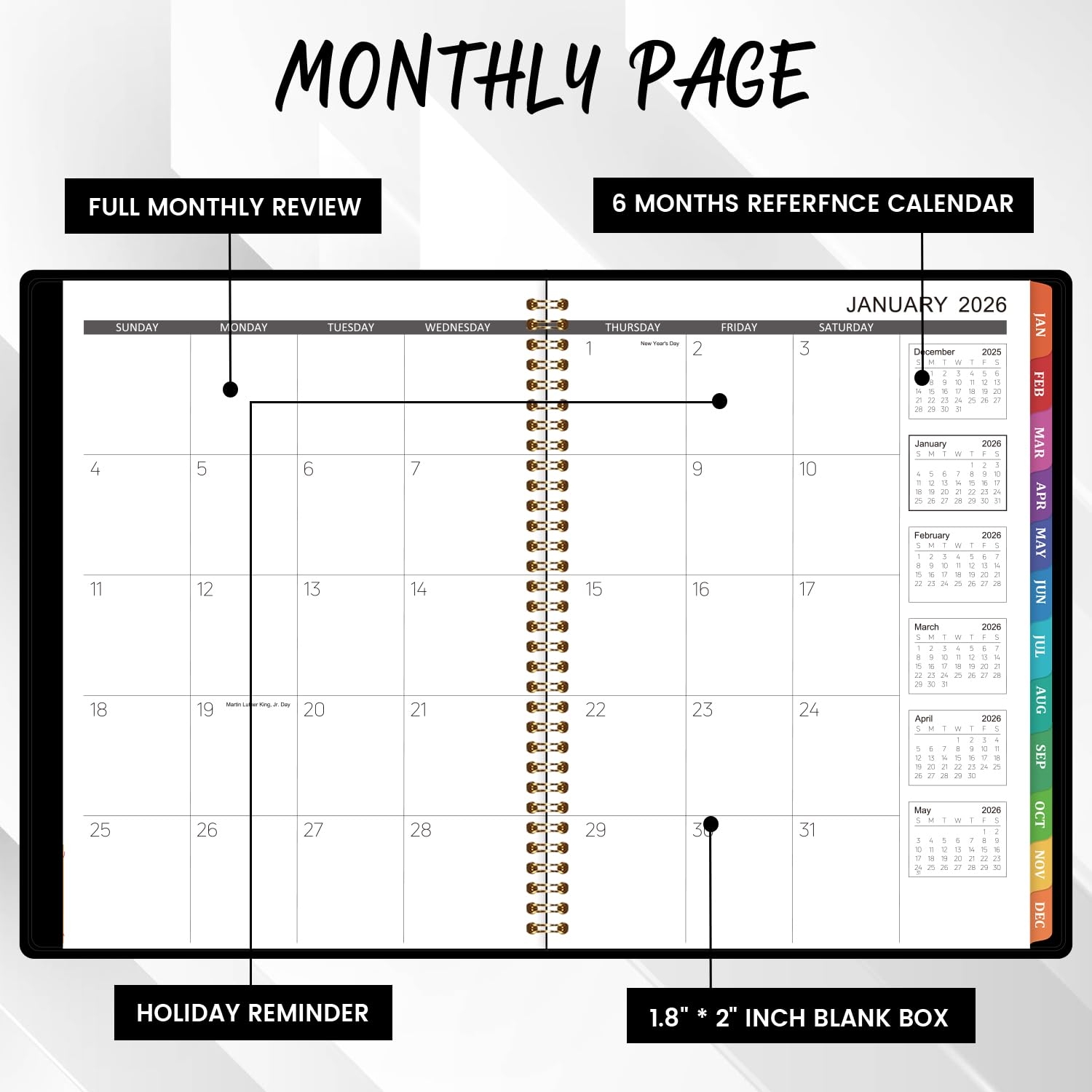 Amazon 2025 2026 Monthly Planner 2025 2026 Planner 2025 2026 Calendar 18 Monthly Planner With Tabs July 2025 December 2026 8 86 X 11 4 Faux Leather Pocket Note Pages Twin Wire Binding Office Products