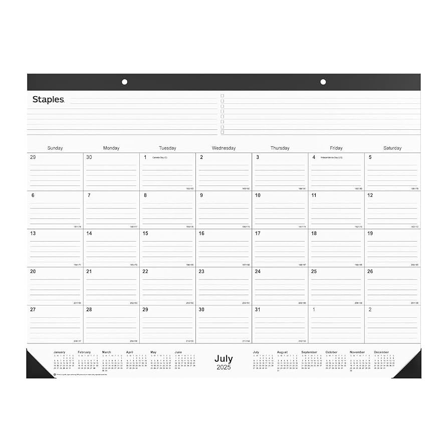 Amazon 2025 2026 Staples 22 inch X 17 inch Academic Monthly Desk Pad Calendar Black ST12952 25 Office Products