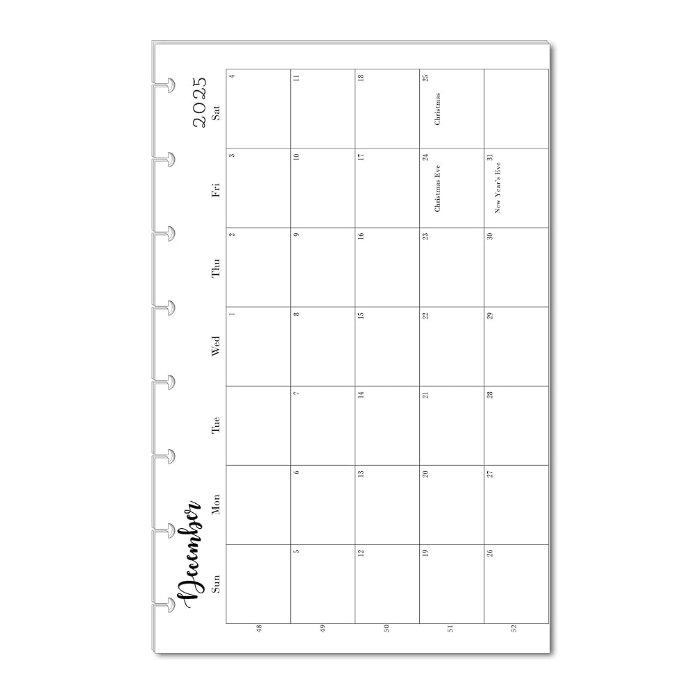 Amazon 2025 Monthly Refills For 8 Disc Planners Monthly Calendar For Junior Half Letter Size Planners 8 Disc Office Products