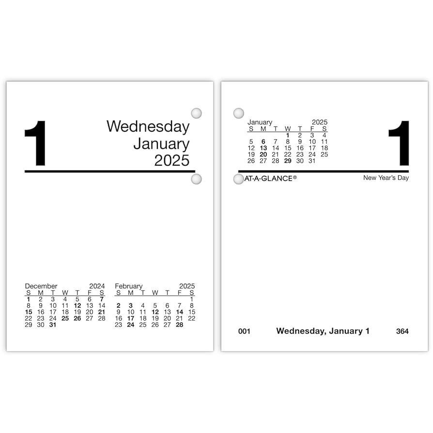 Amazon AT A GLANCE 2025 Desk Calendar Refill Daily 3 X 3 3 4 Mini Loose Leaf E9195025 