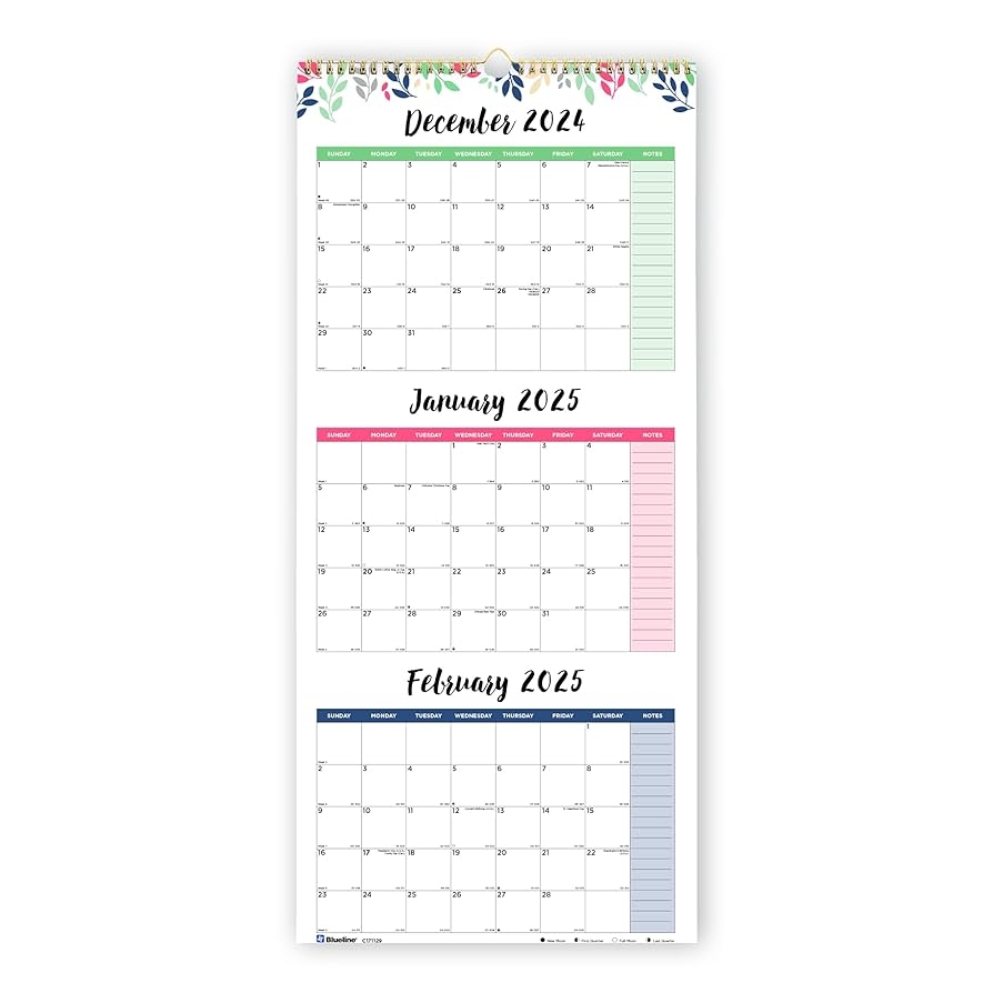 Amazon Blueline 2025 Colorful Three Month Wall Calendar 14 Months December 2024 To January 2026 Gold Twin Wire Binding 12 25 X 27 Leaves Design C171129 25 Office Products Amazon Blueline 2025 Colorful Three Month Wall Calendar 14 Months December 2024 To January 2026 Gold Twin Wire Binding 12 25 X 27 Leaves Design C171129 25 Office Products