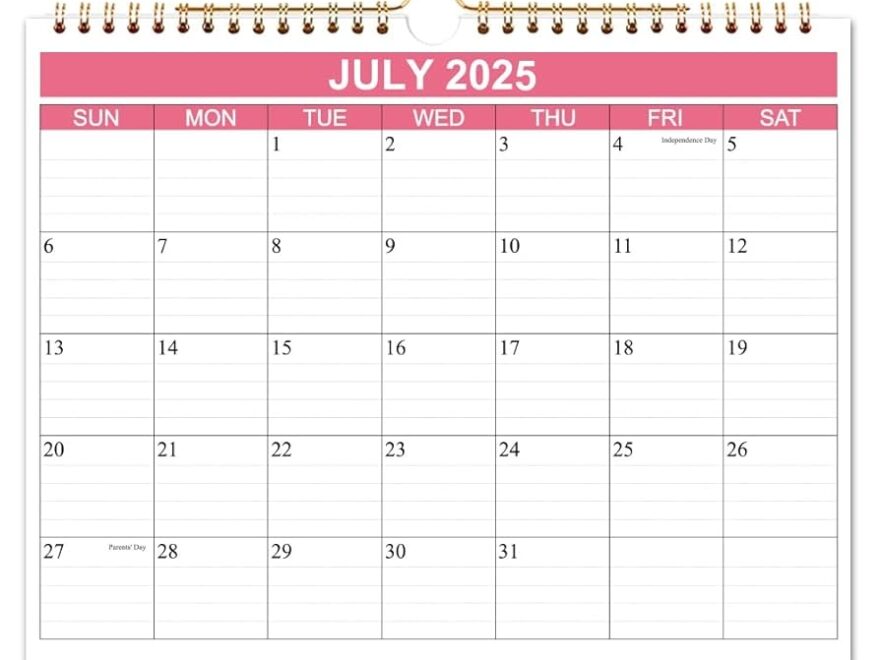 Amazon Calendar 2025 2026 18 Month Calendar From July 2025 December 2026 2025 2026 Wall Calendar Planner With 140gsm Thick Paper For Planning And Organizing For Home Or Office 8 5 X 11 Inches Pink Office Products
