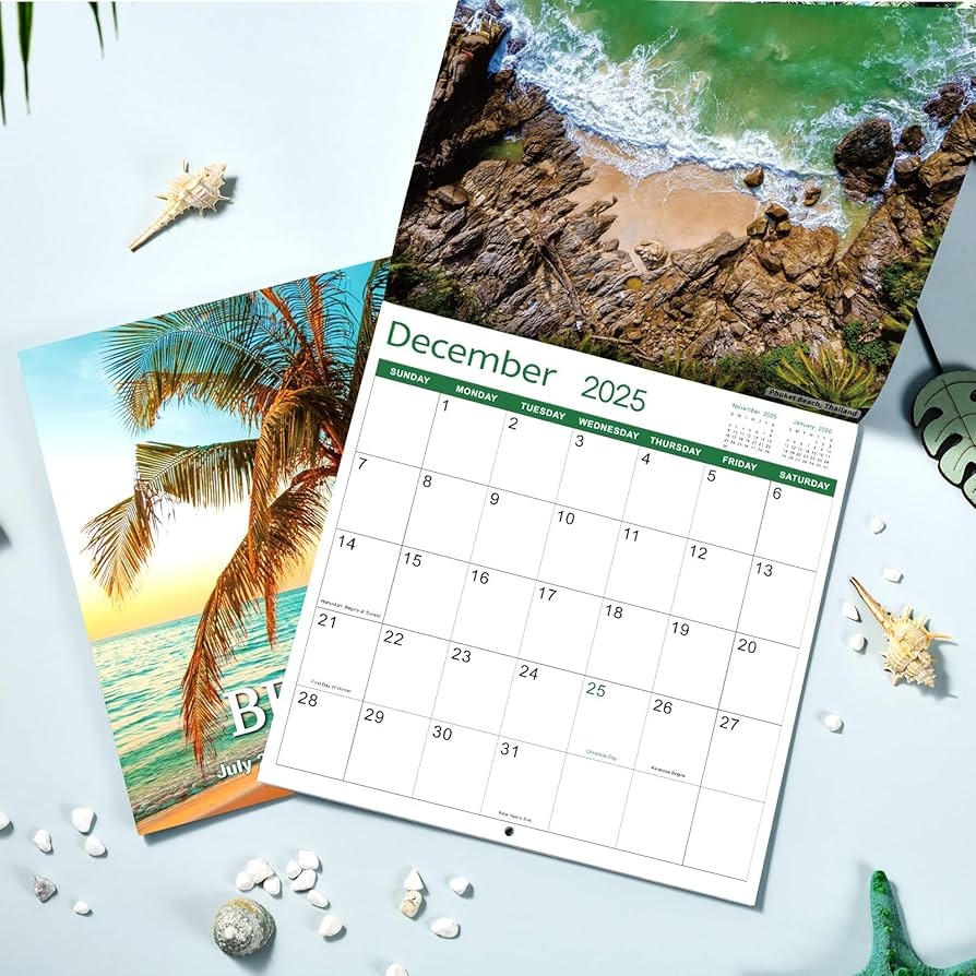 Amazon Calendar 2025 2026 Wall Calendar 2025 2026 July 2025 December 2026 12 X 24 Open 18 Monthly Wall Calendar With Twin Wire Binding Hanging Hook Sea View Office Products