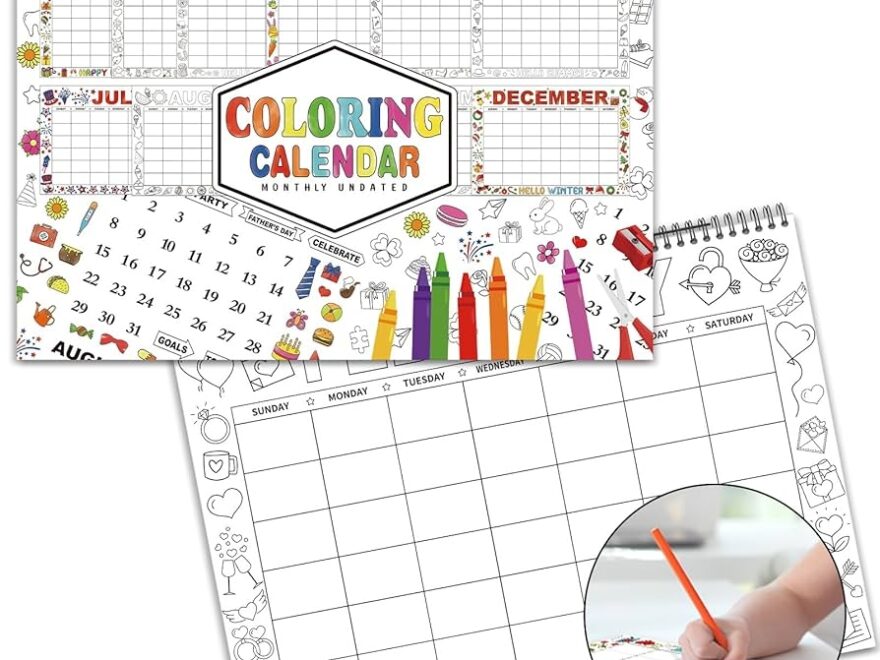 Amazon Dianelhall 2025 Coloring Book Wall Calendar 16 X 11 Inch 12 Months Coloring Undated Calendar With Stickers Monthly Wall Yearbook For Home Classroom Interactive Learning Supply Office Products