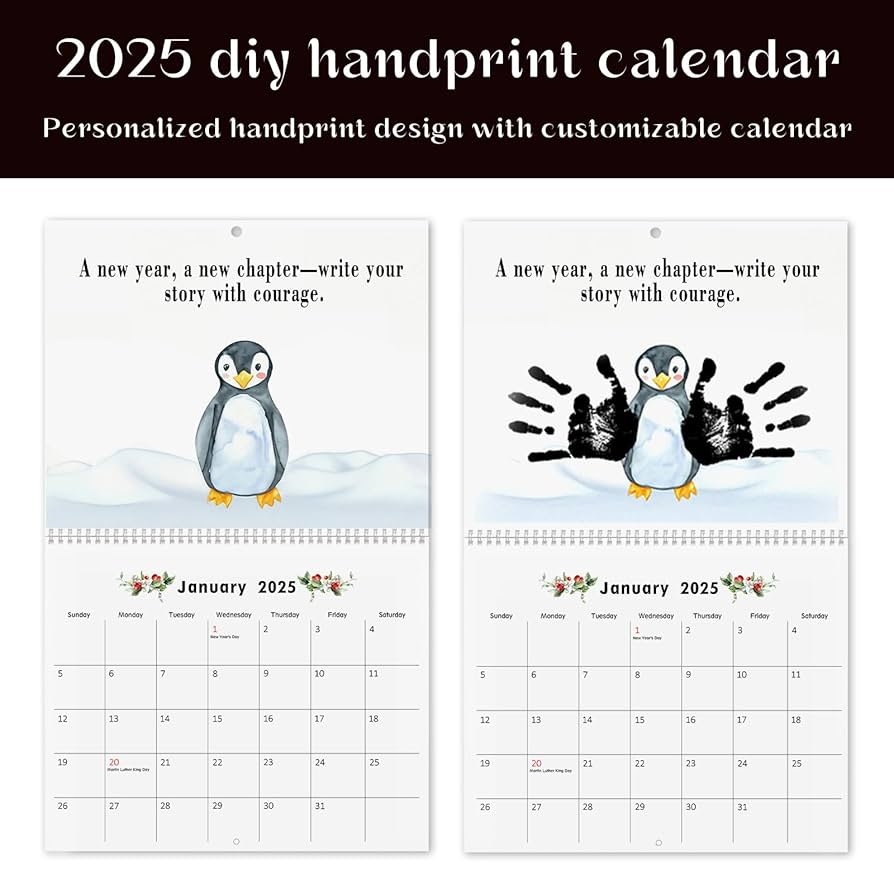 Amazon DIY Handprint Themed 2025 Calendar Make Your Own 2025 Blank Calendar With Kids Family Unique 2025 Calendars Gift 14 9 11 4 Inch Paint Not Included Office Products