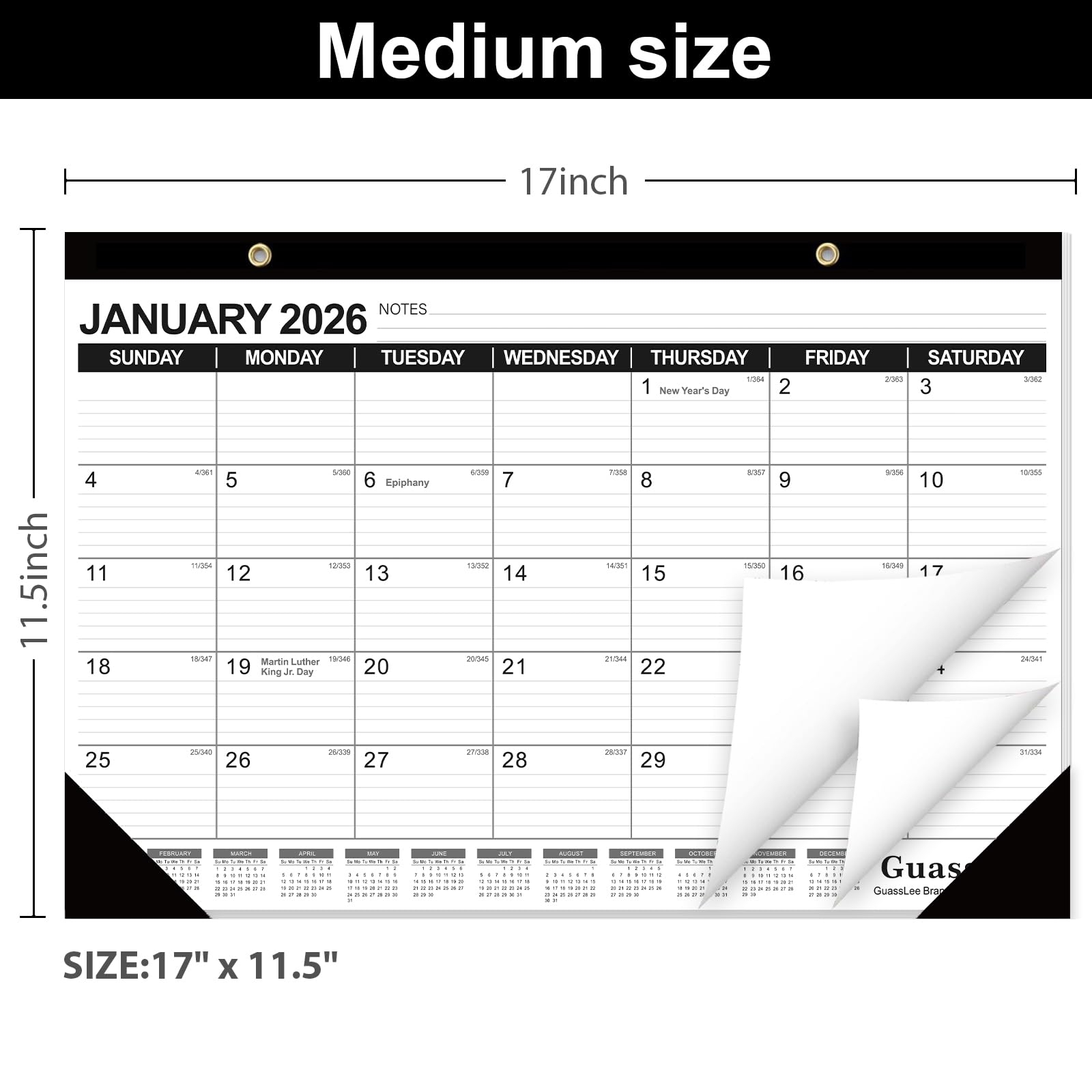 Amazon GuassLee Desk Calendar 2025 2026 19 Month Academic Calendar Sep 2025 To Mar 2027 17x11 5 Inch School Year Paper Calendar Desk Planner With Julian Date And Ruled Blocks For Office Home Office Products