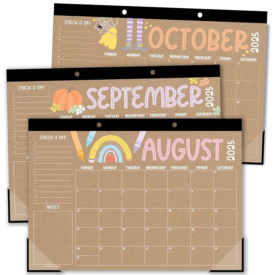 Amazon Hadley Designs Teacher Desk Calendar 2025 2026 18 Month Desktop Calendar For Home Office Classroom Organization Ideal For Academic School Year Planning Doodle Kraft Office Products