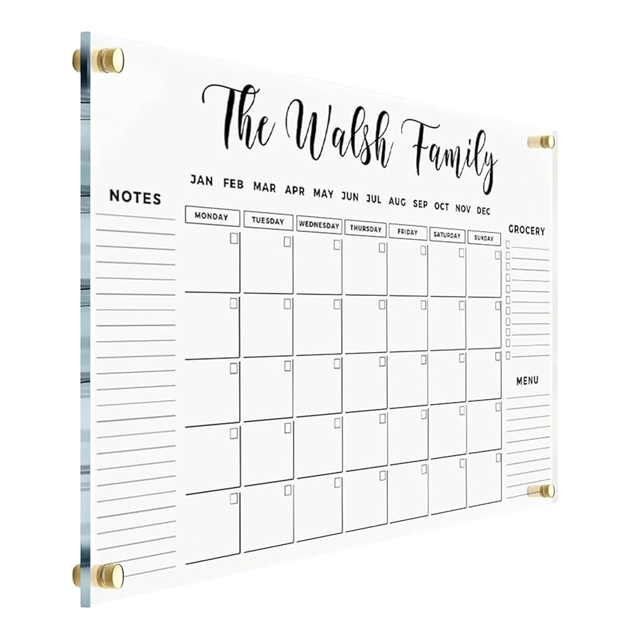 Amazon Large Personalized Acrylic Wall Calendar Personalized 2025 Dry Erase Calendar Family Calendar Monthly And Weekly Board Family Planner 14 x11 Standard Package Home Kitchen