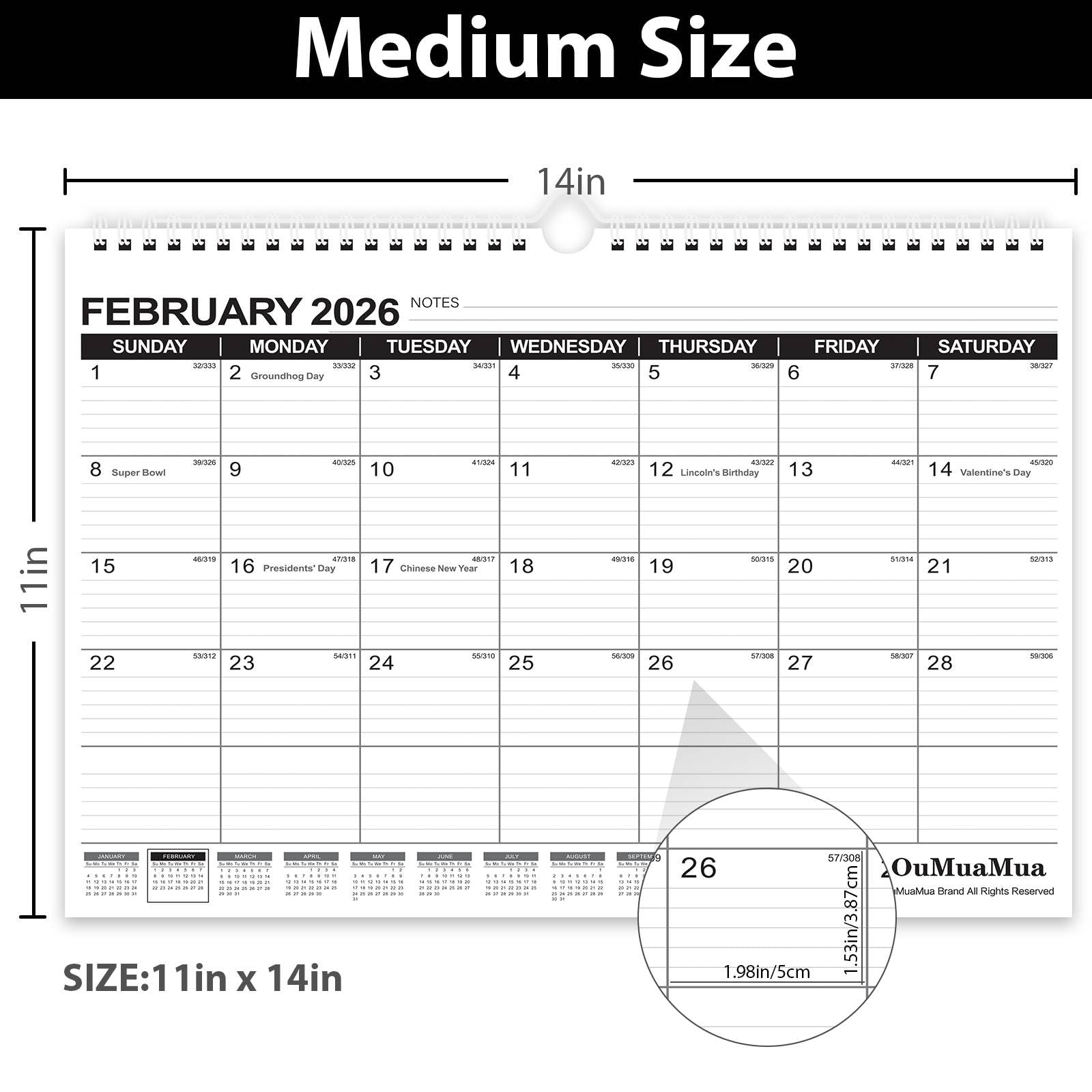 Amazon OuMuaMua Wall Calendar 2025 Calendar Wall 2025 2026 Jun 2025 To Dec 2026 14 X 11 19 Month Paper Hanging Planner Wall With Thick Paper Ruled Blocks For Office Home Planning Organizing Office Products