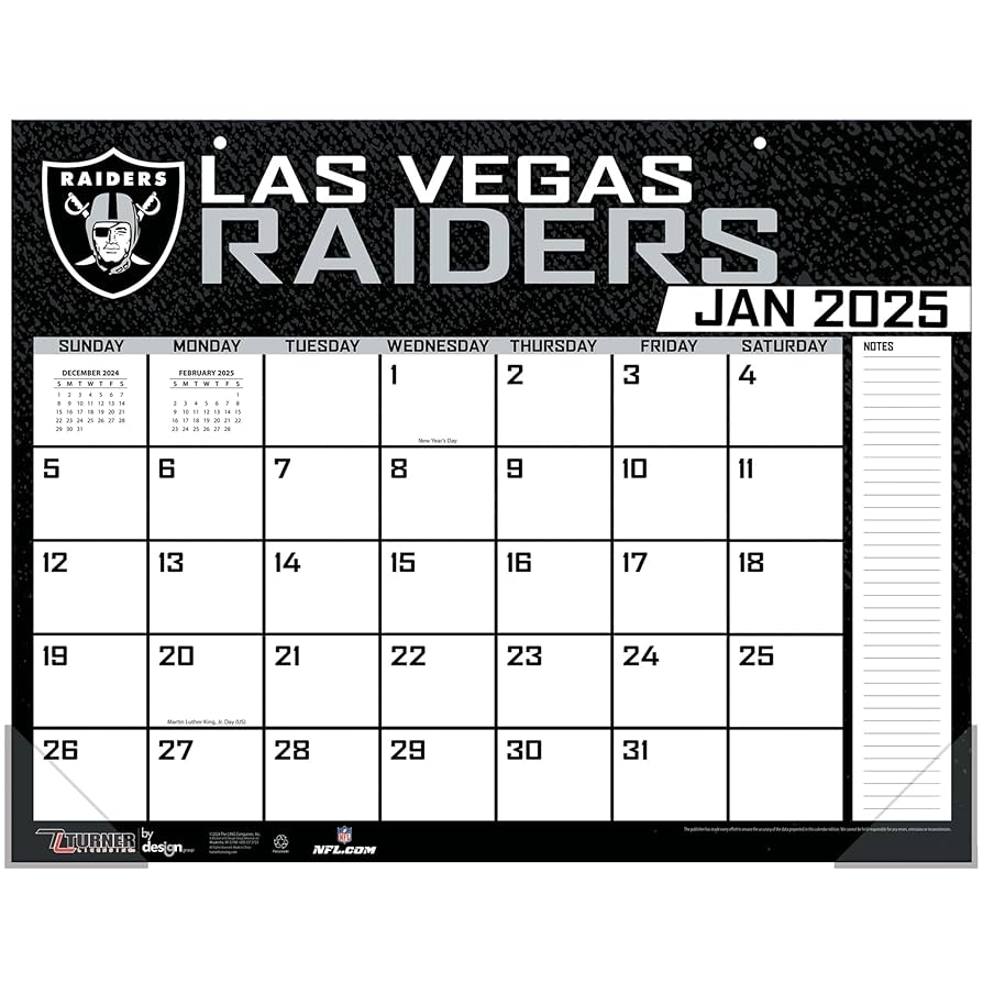 Amazon TURNER SPORTS Las Vegas Raiders 2025 22x17 Desk Calendar 25998061547 Office Products