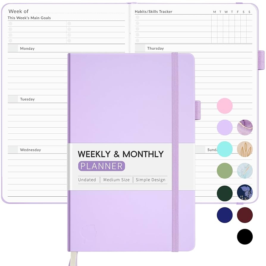 Amazon Undated Weekly Planner For 2025 Forvencer Simplified Weekly Monthly Calendar Planner Cute Daily Organizer Notebook Agenda Journal To Track Goals Tasks Start Anytime A5 Size Lilac Office Products