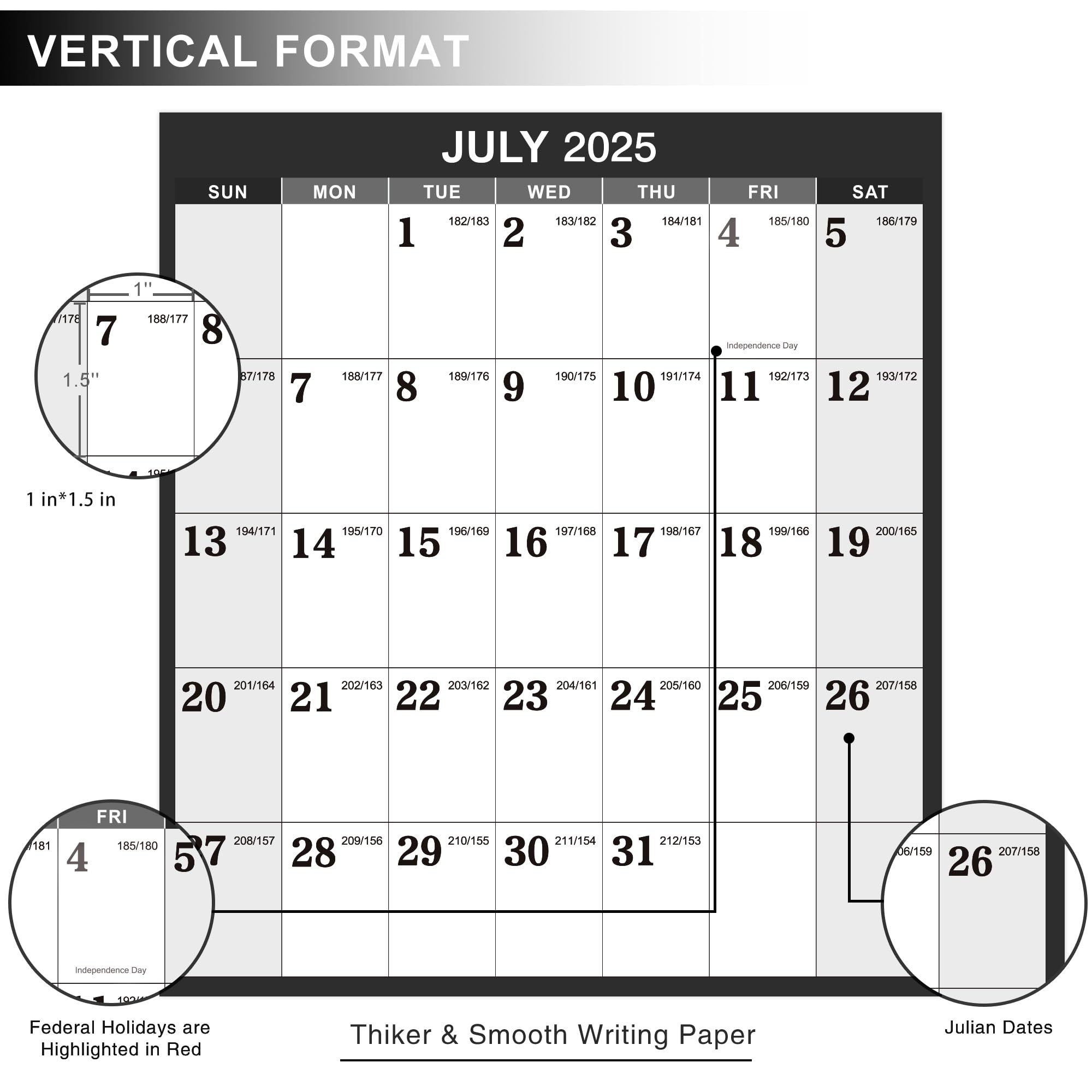 Amazon Yearly Wall Calendar 2025 2026 Wall Calendar 2025 2026 Yearly Wall Planner With Julian Date From July 2025 June 2026 Thick Paper Vertical 22 8 X 34 4 Open Gray Office Products