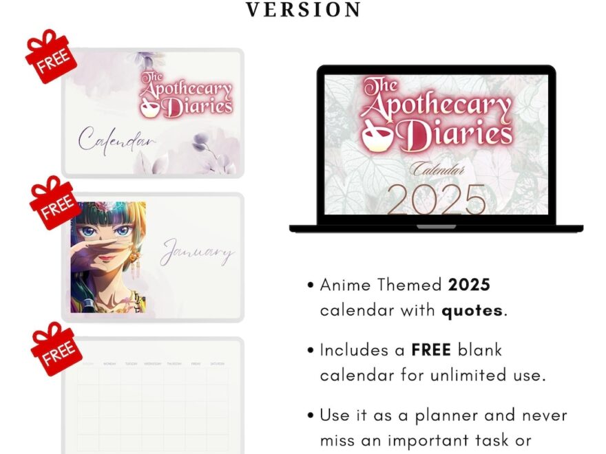 Anime Digital Printable Instant Download 2025 Calendar With FREE Blank Reusable Schedule Organizer For Unlimited Use Money Saver With Quotes Etsy