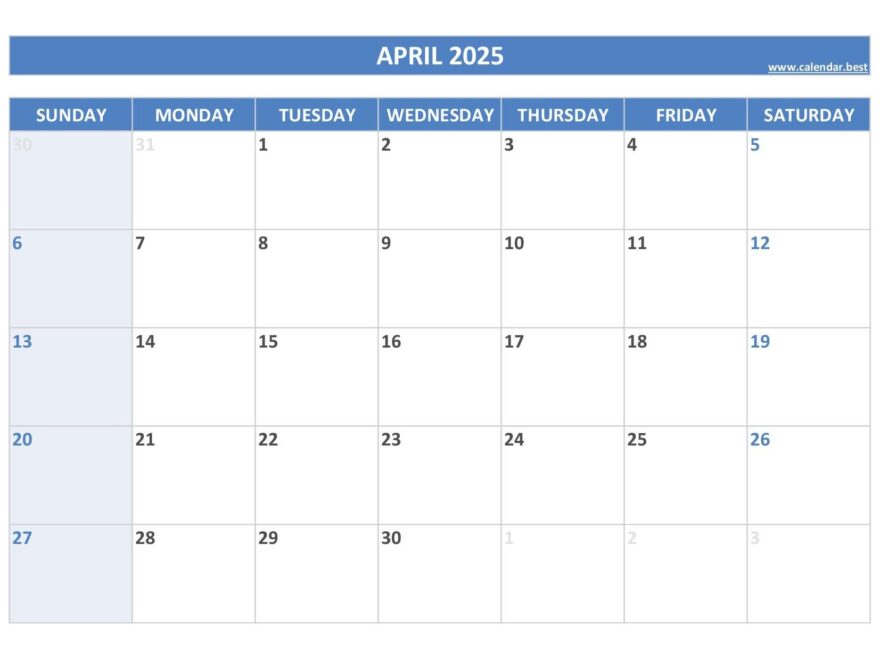 April 2025 Calendar Calendar best