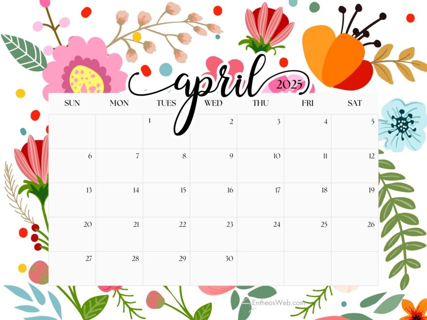 April 2025 Calendar Printables EntheosWeb