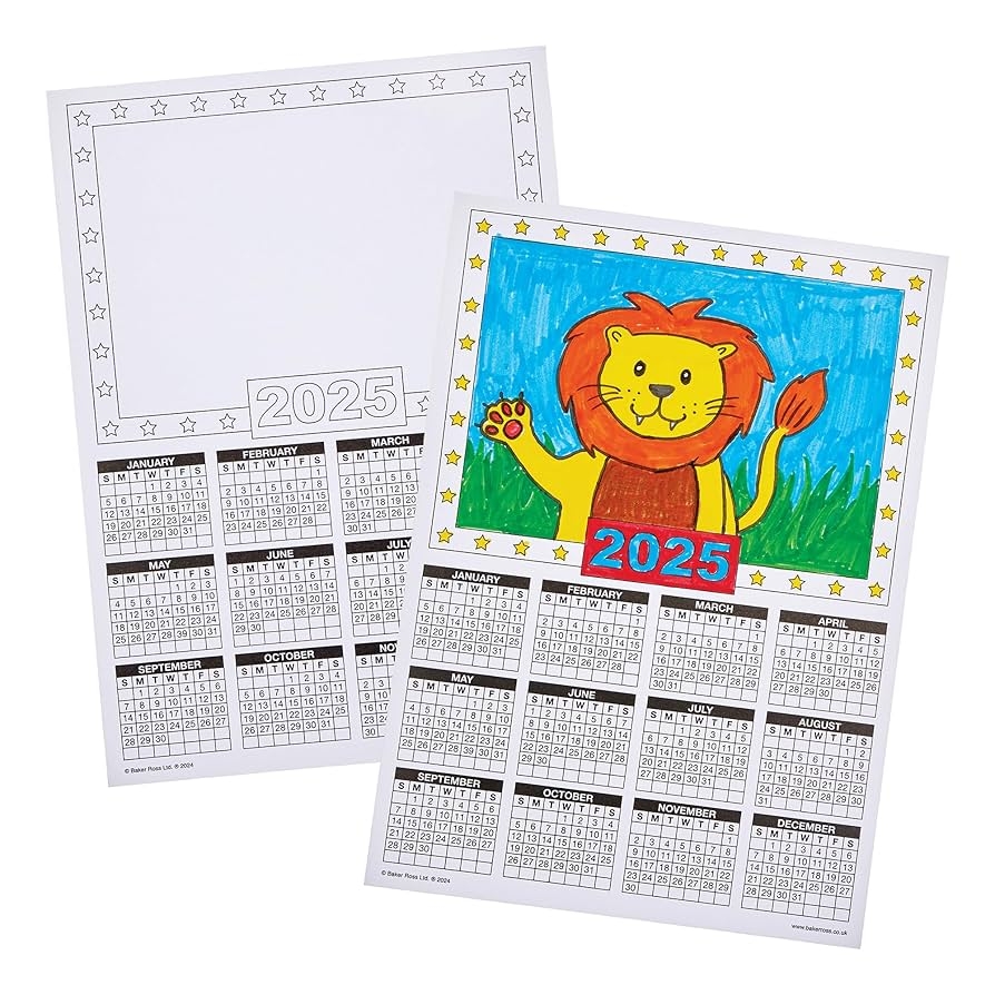 Baker Ross FN311 Calendar Blanks 2025 Pack Of 12 Kids Make Your Own Calendar Craft Accessories Amazon co uk Stationery Office Supplies