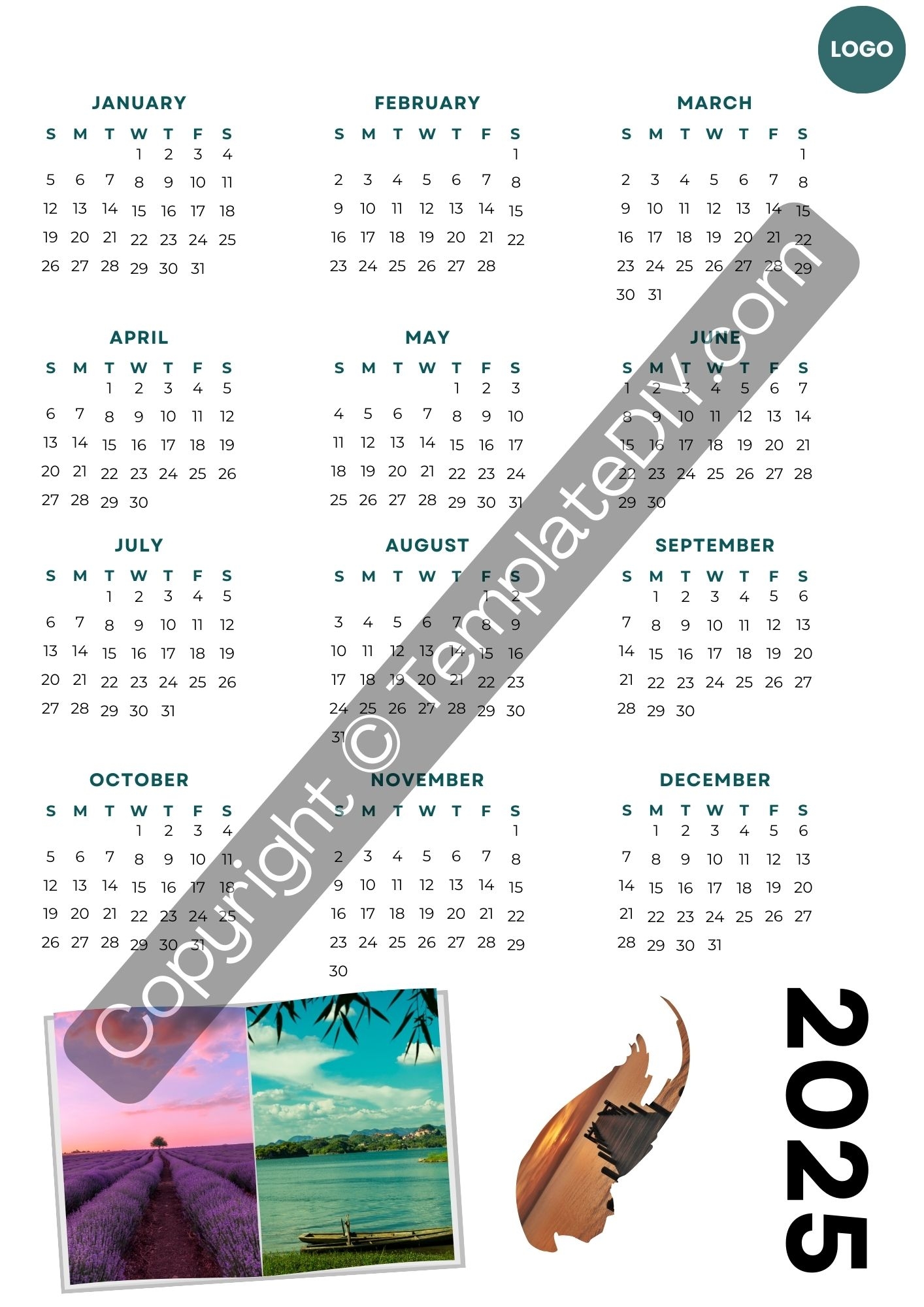 Blank 2025 Calendar Printable Template In PDF Word Excel
