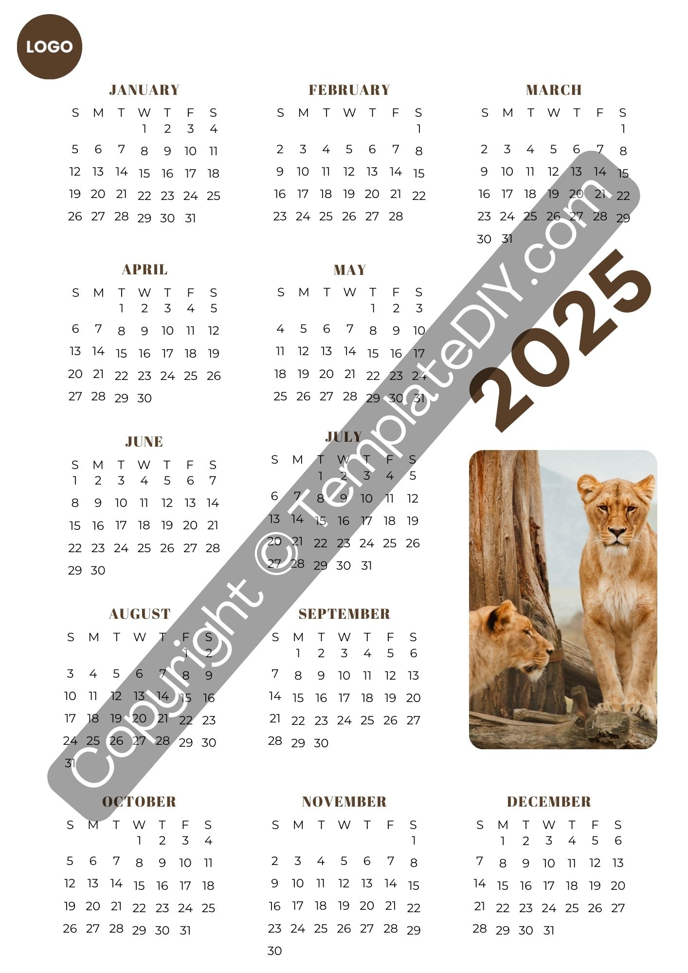 Blank 2025 Calendar Printable Template In PDF Word Excel