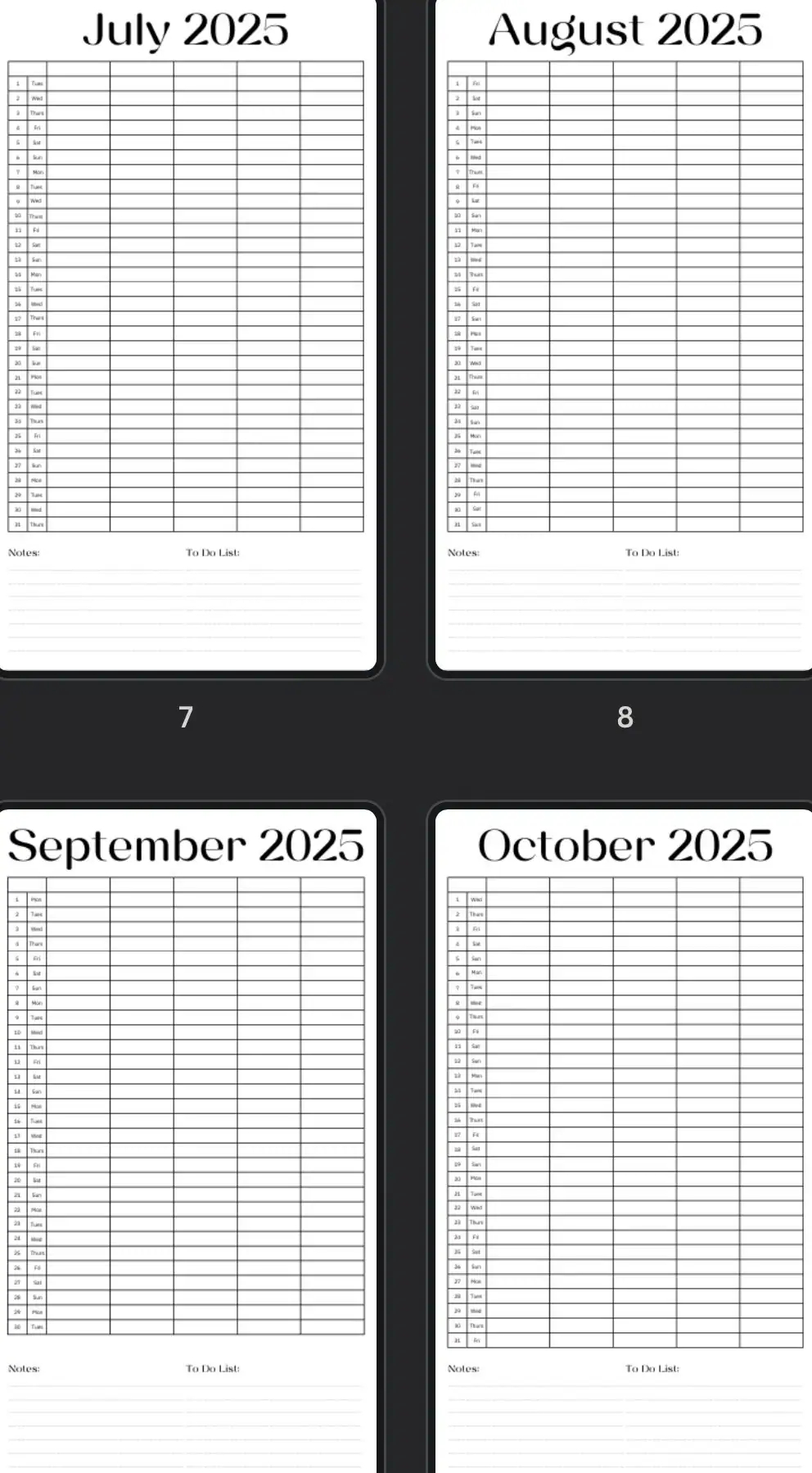 Blank 2025 Family Calendar Notes To Do List Multiple Columns Etsy