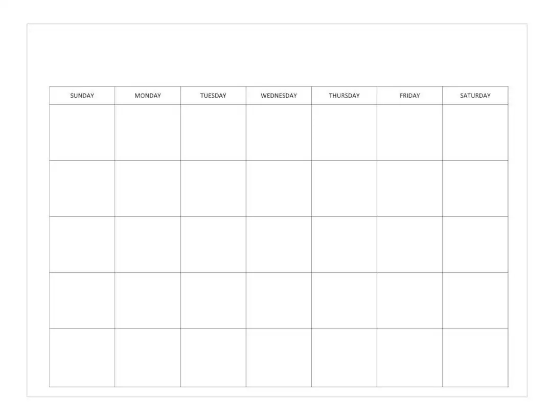 Blank Monthly Calendar Printable Sunday Start 4 Styles digital Download Etsy
