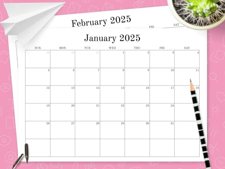 Blank Monthly Calendar Template Download Printable PDF Printsbery