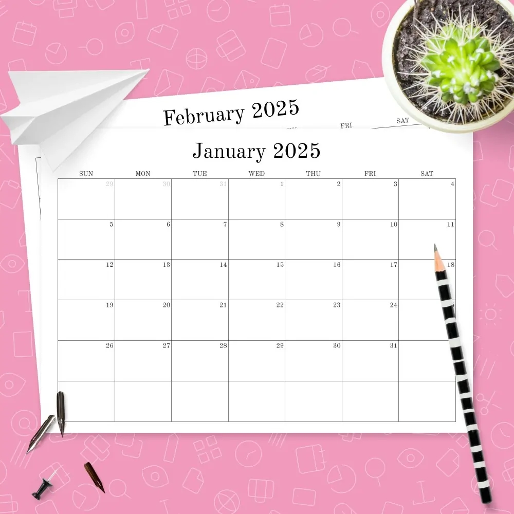 Blank Monthly Calendar Template Download Printable PDF Printsbery