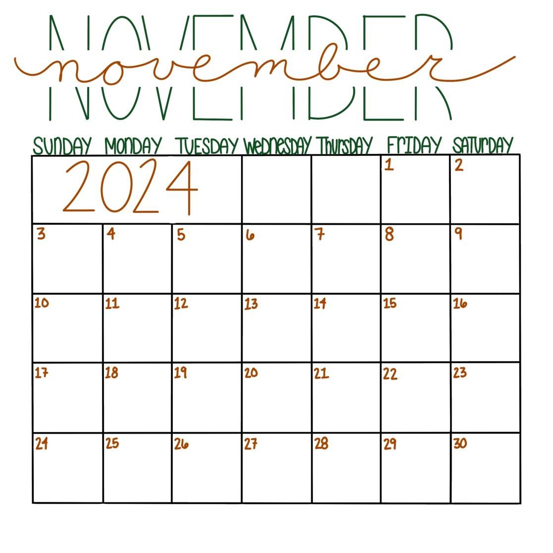 November 2025 Daycare Calendar Blank November 2025 Daycare Calendar Blank
