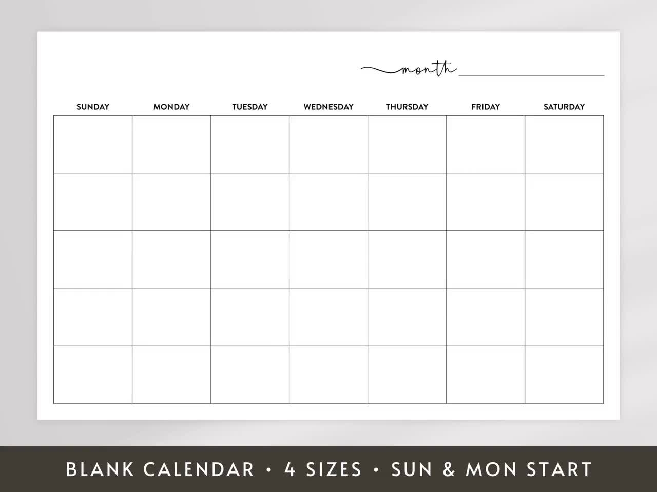 Large Print Printable Blank Calendar 2025