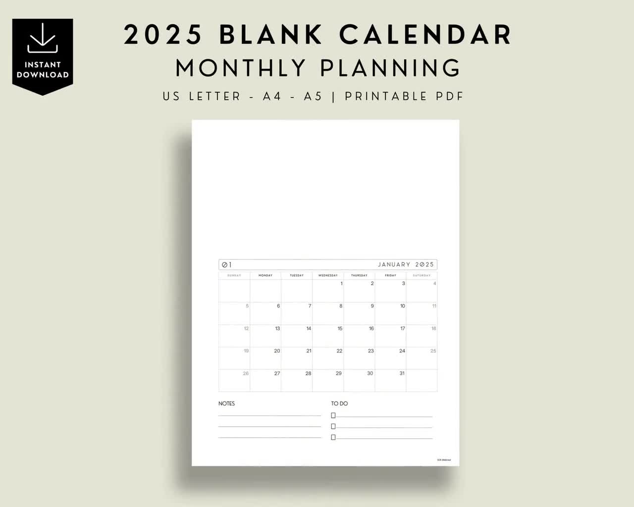 Blank Calendars Monthly 2025