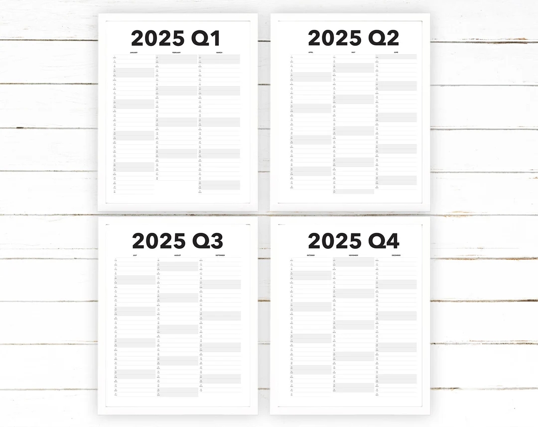 Buy 2025 Quarterly Calendar Printable Blank Dated Quarterly Year View Extra Large Wall Calendar Digital Printable Online In India Etsy