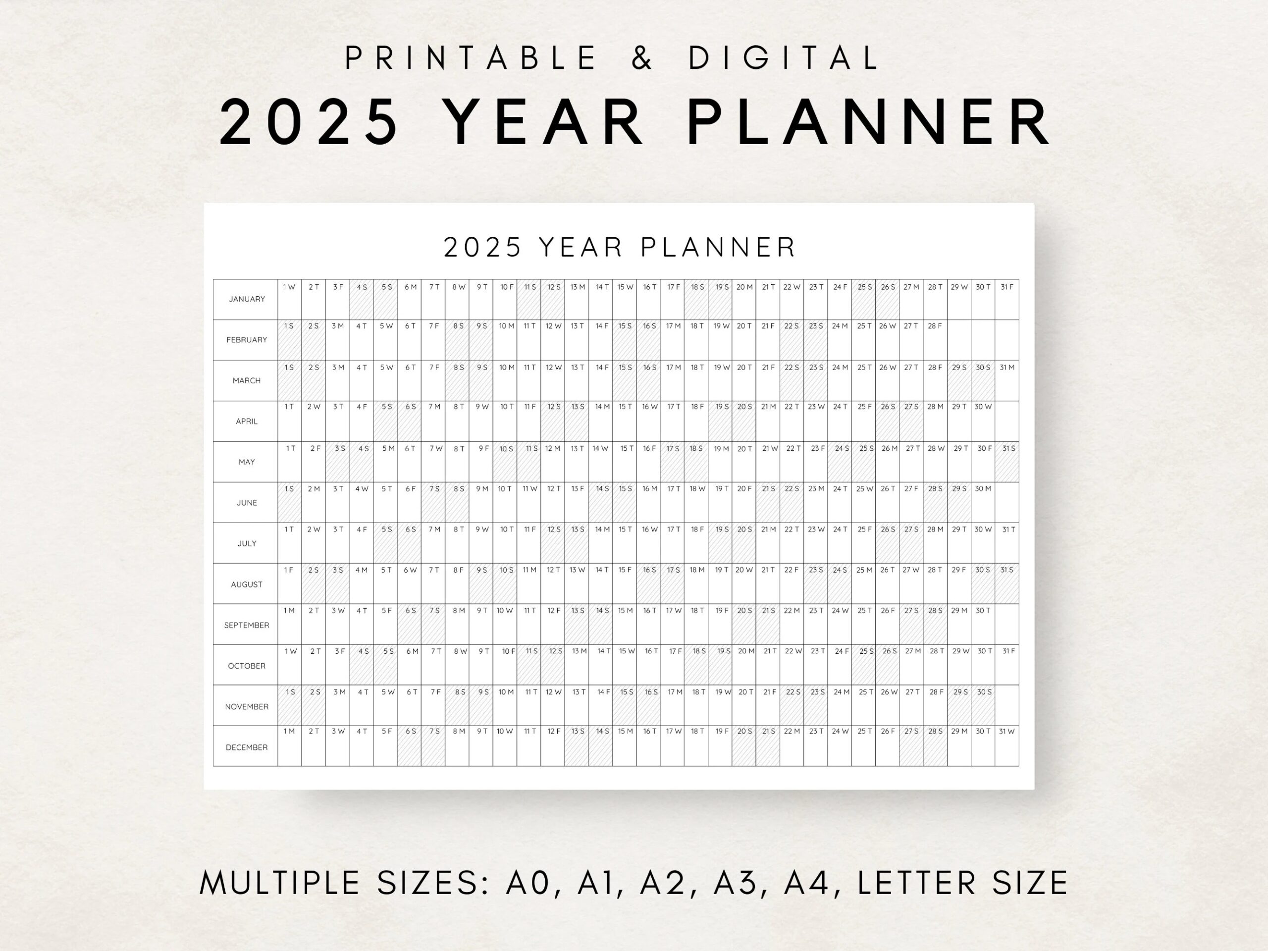 Buy 2025 Year Planner Printable Yearly Planning Calendar Calendar Poster 2025 Digital Calendar 2025 Calendar 2025 Planner Year At A Glance Online In India Etsy