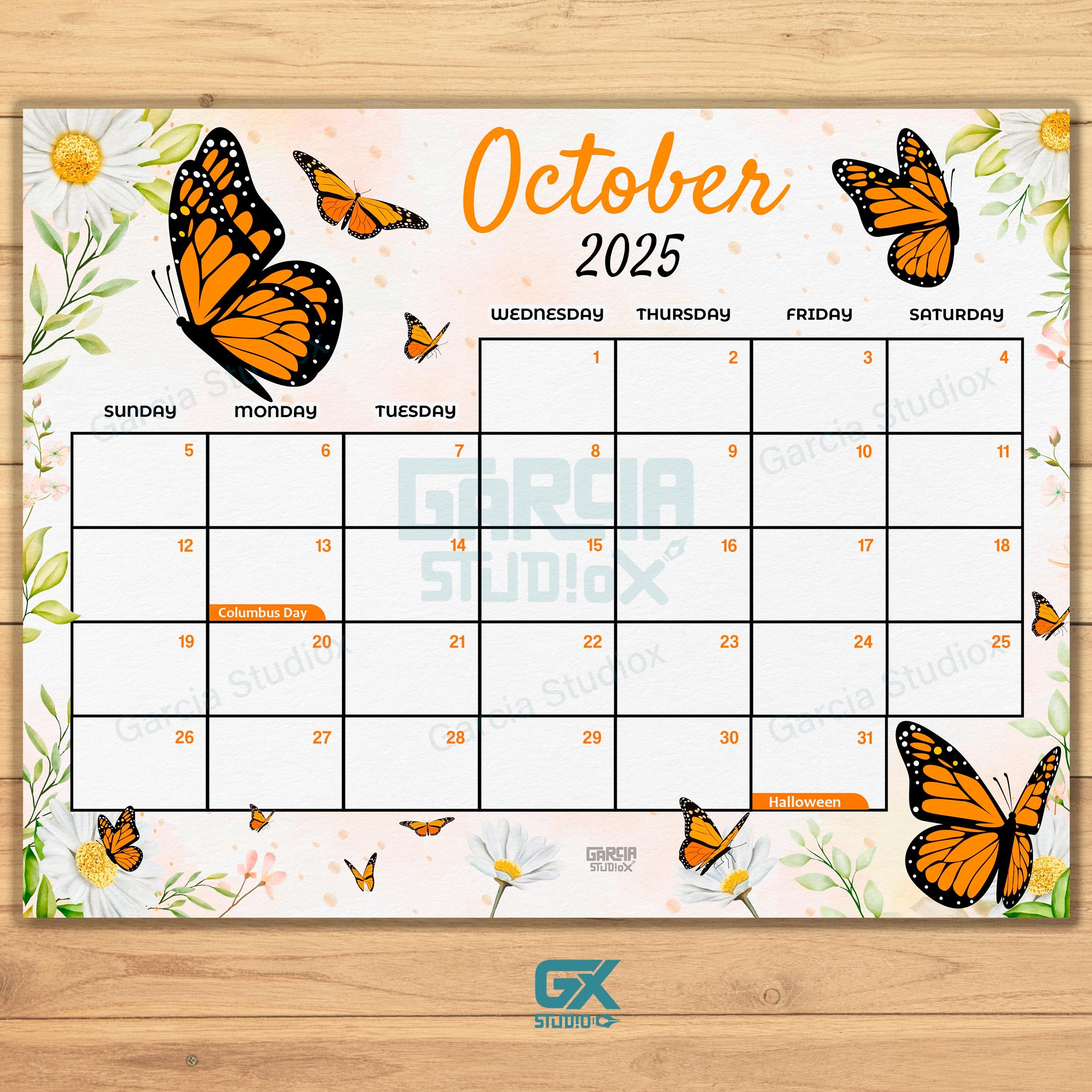 Blank October Calendars 2025