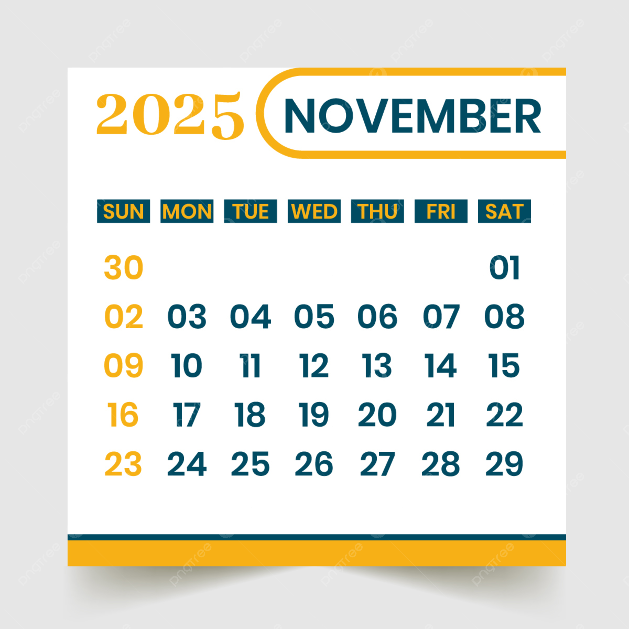 Blank Calendar Template 2025 November