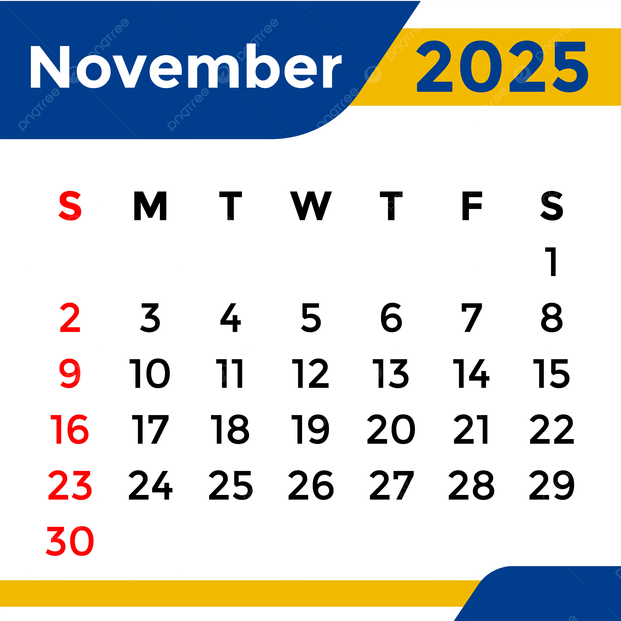 Blank Nov/Dec Calendar 2025