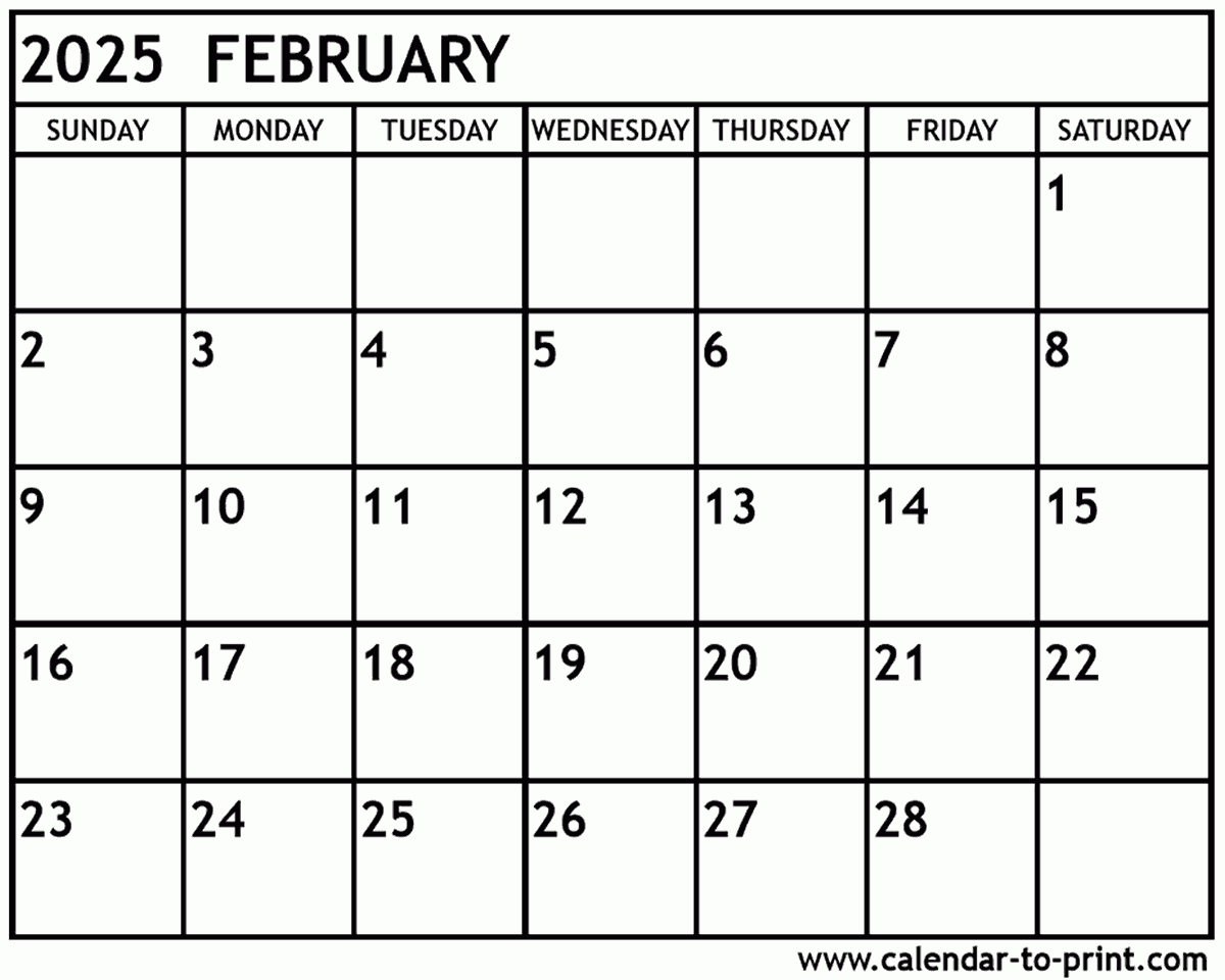 Blank 2025 Calendar For Each Month