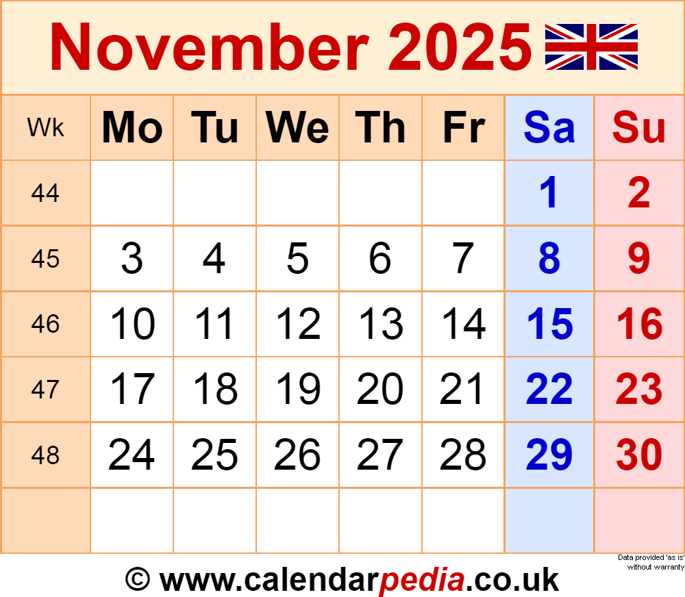 Blank Calendar November 2025 Multiple Pages