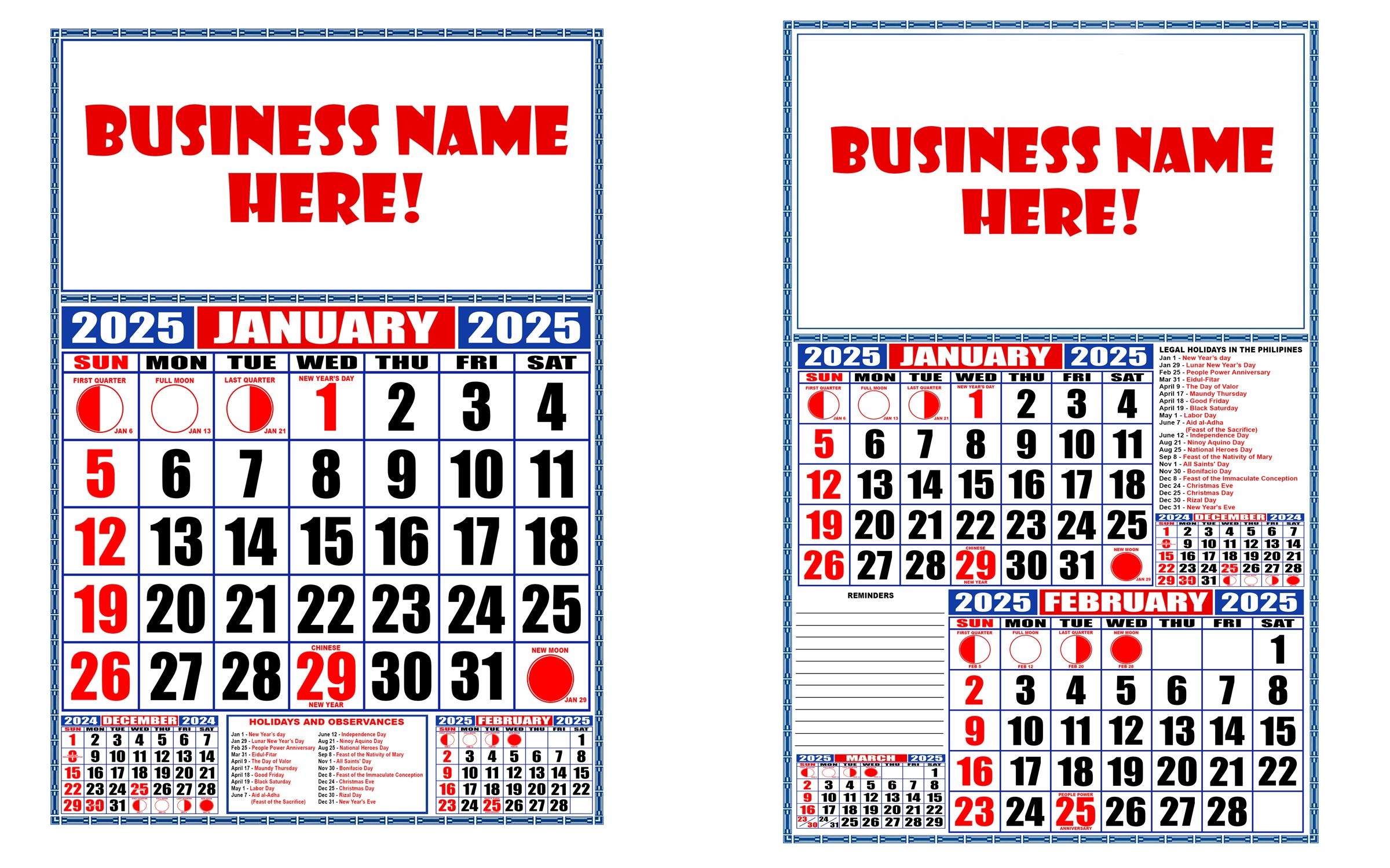 Blank Editabe Calendar 2025
