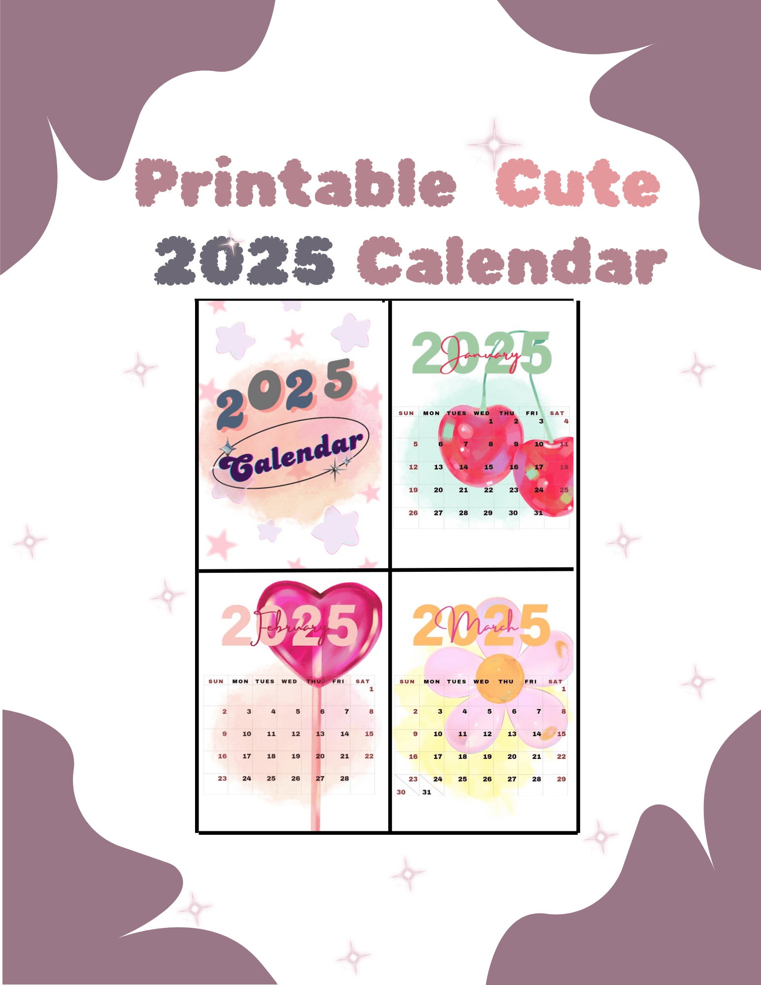 Cute 2025 Calendar Printable Canva Template By Eyamae7 Raket PH