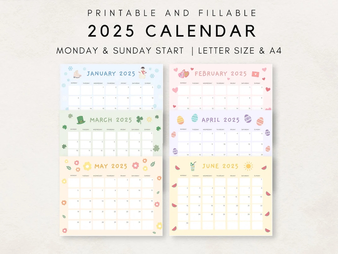 2025 Blank Monthly Calendar Template
