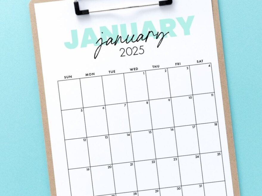 Cute 2025 Monthly Calendar Free Printable
