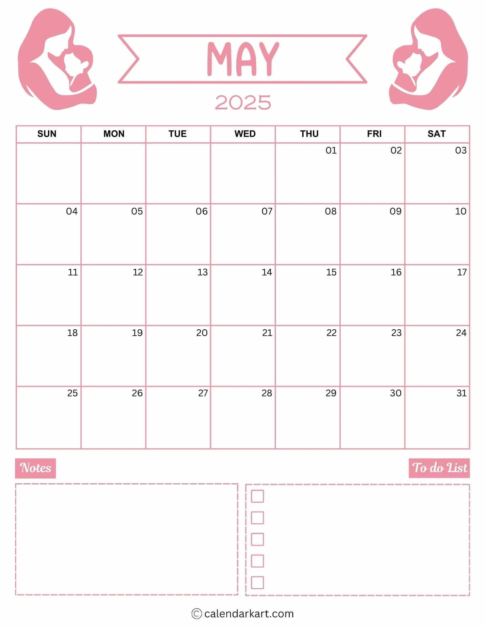Blank Word Calendars 2025