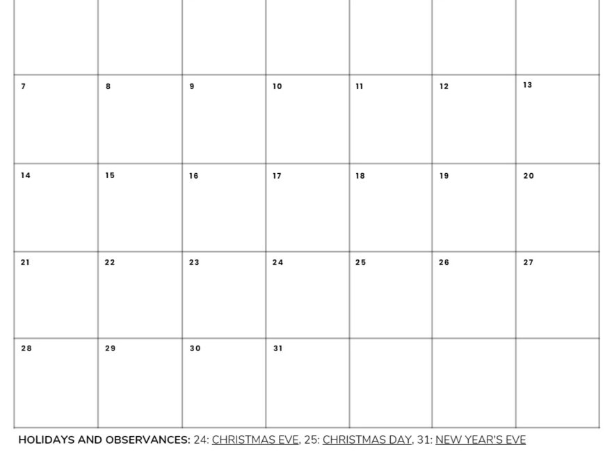 December 2025 Calendar 52 Free PDF Printables